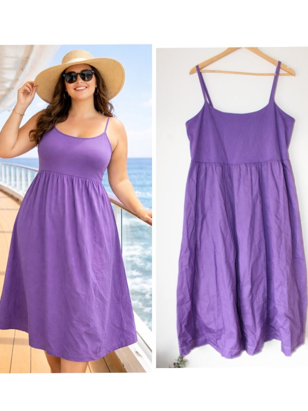 Old Navy Calla Lily Purple Cotton Camisole Midi dress size XXL sleeveless summer